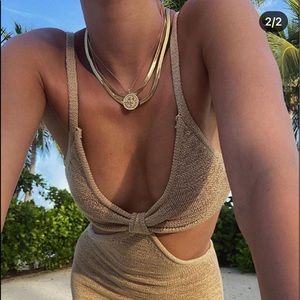 New FALLON Hailey Herringbone Chain necklace 18” long, 6mm width. Medium size